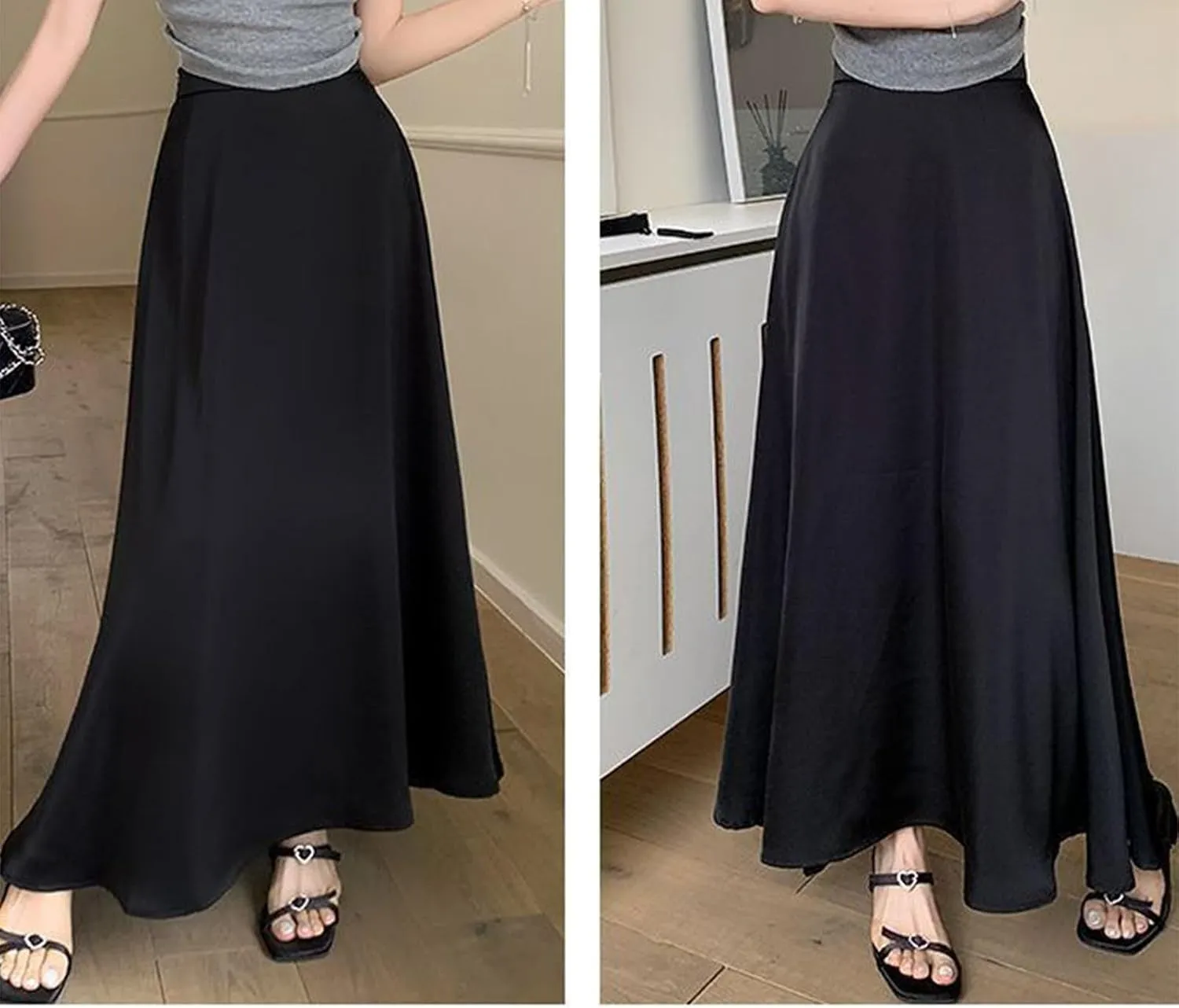 Womens Satin High Waisted Maxi Skirts 2025 Elegant Flowy Cocktail Party Wedding Dress Silk Casual A-Line Long Skirt
