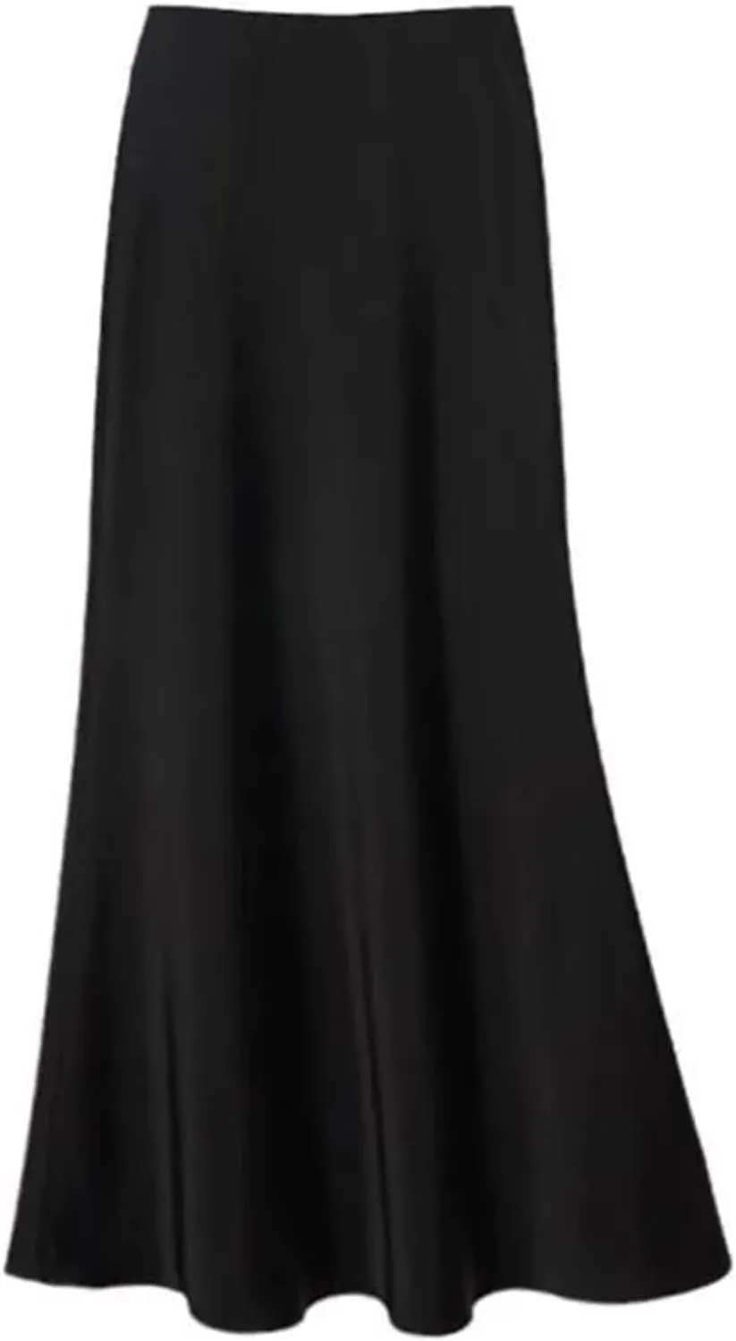 Womens Satin High Waisted Maxi Skirts 2025 Elegant Flowy Cocktail Party Wedding Dress Silk Casual A-Line Long Skirt