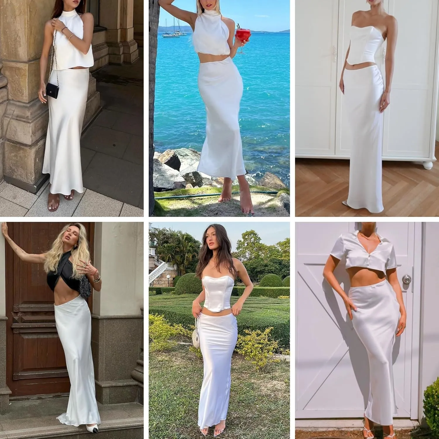 Womens Satin Silky High Waist Maxi Skirt Elegant Flowy A Line Long Skirt Zipper Bodycon Mermaid Skirt