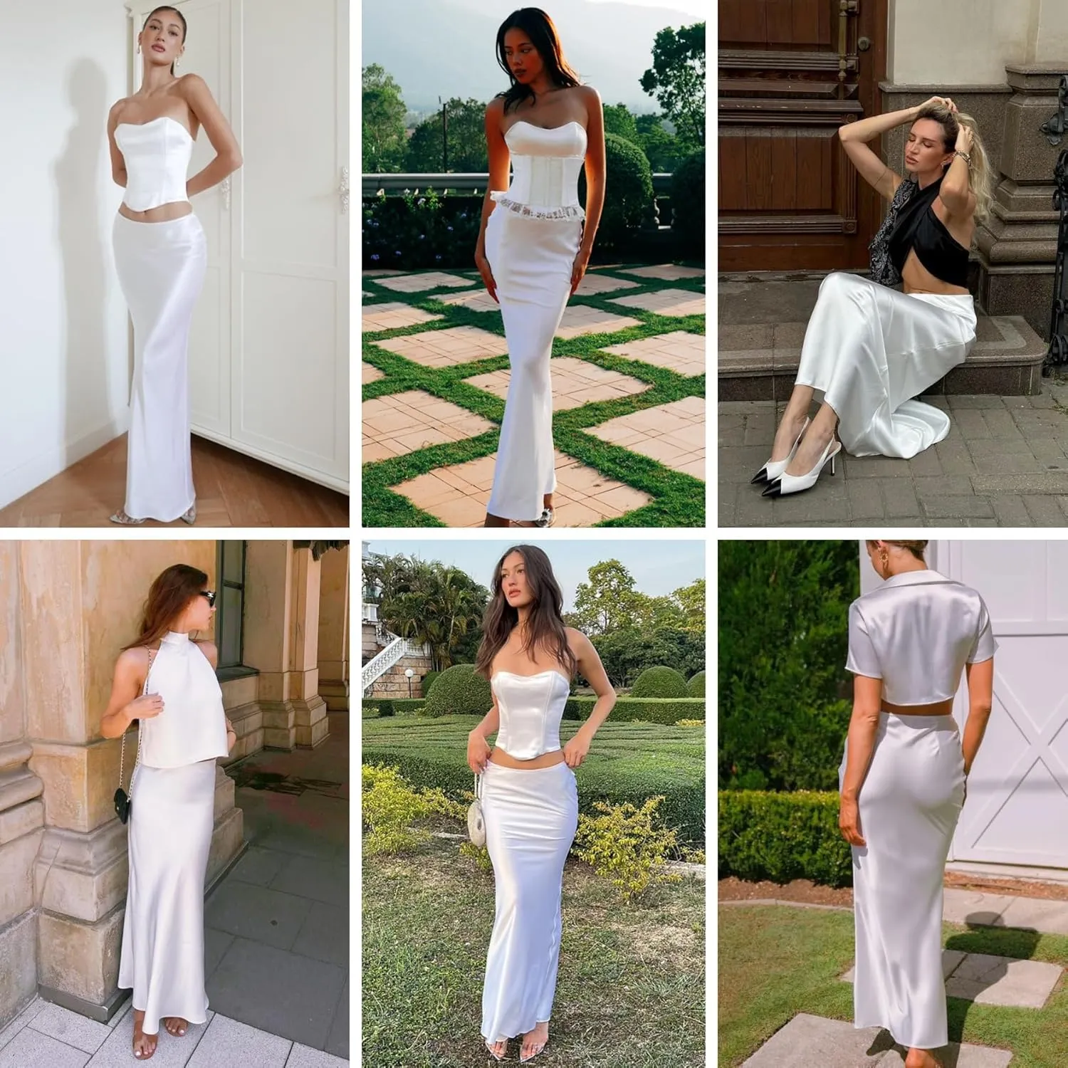Womens Satin Silky High Waist Maxi Skirt Elegant Flowy A Line Long Skirt Zipper Bodycon Mermaid Skirt