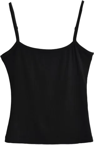 Women's Short Camisole Summer Square Neck Sleeveless Solid Color Casual Knit Top