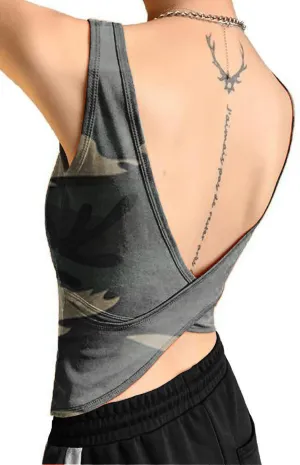 Womens Summer Basic Sleeveless V Neck Cut Out Keyhole Crop Top Cami