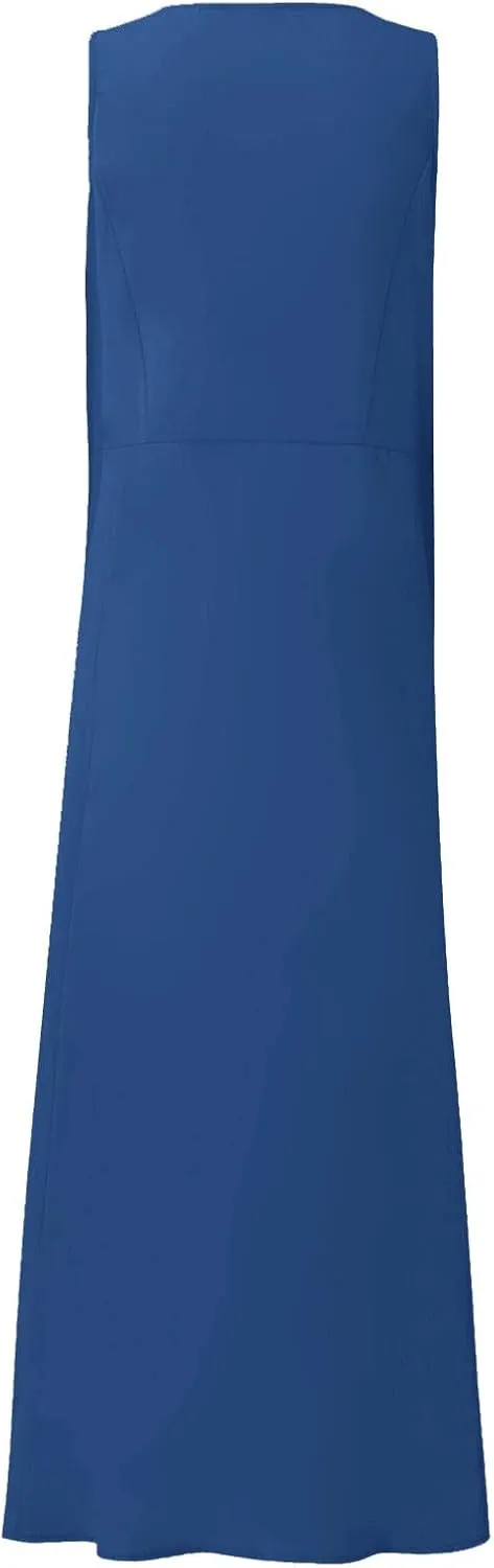 Women's Summer Cotton Linen Dress Sleeveless Elegant Flowy Dresses 2025 Plus Size Loose Comfy Dress with Pockets