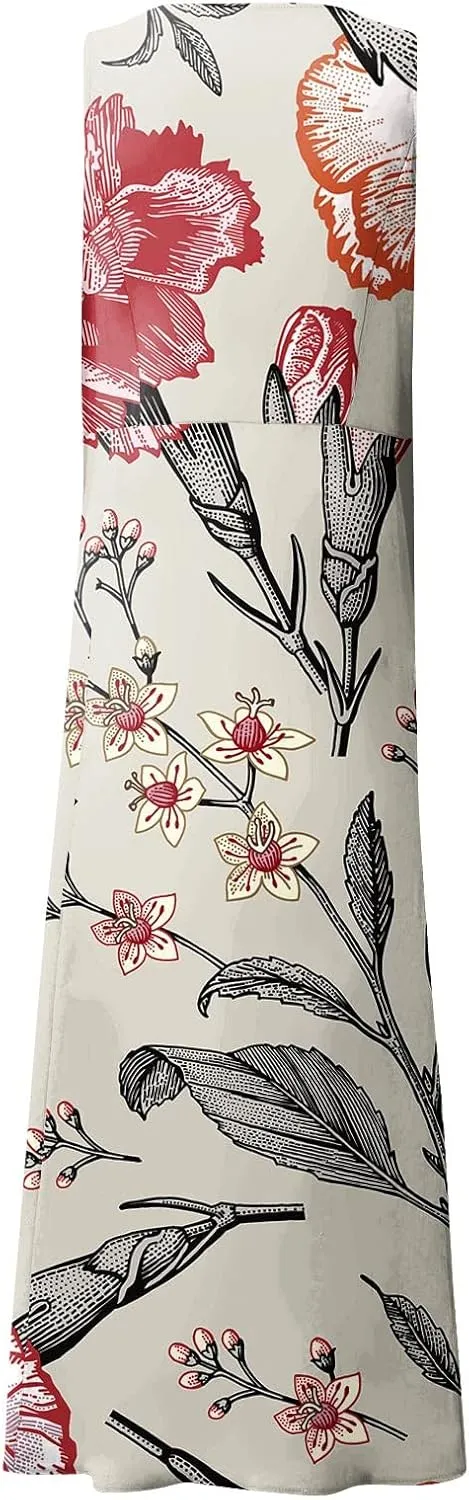 Women's Summer Cotton Linen Long Dress 2025 Sleeveless Elegant Flowy Dresses Plus Size Loose Comfy Dress with Pockets