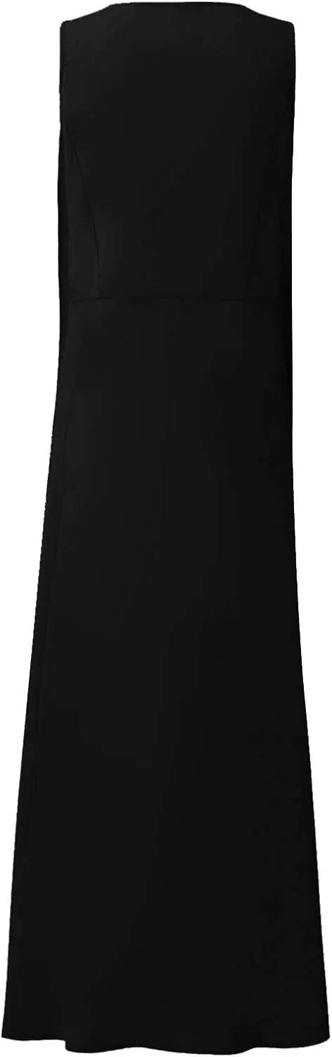 Women's Summer Cotton Linen Long Dress 2025 Sleeveless Elegant Flowy Dresses Plus Size Loose Comfy Dress with Pockets