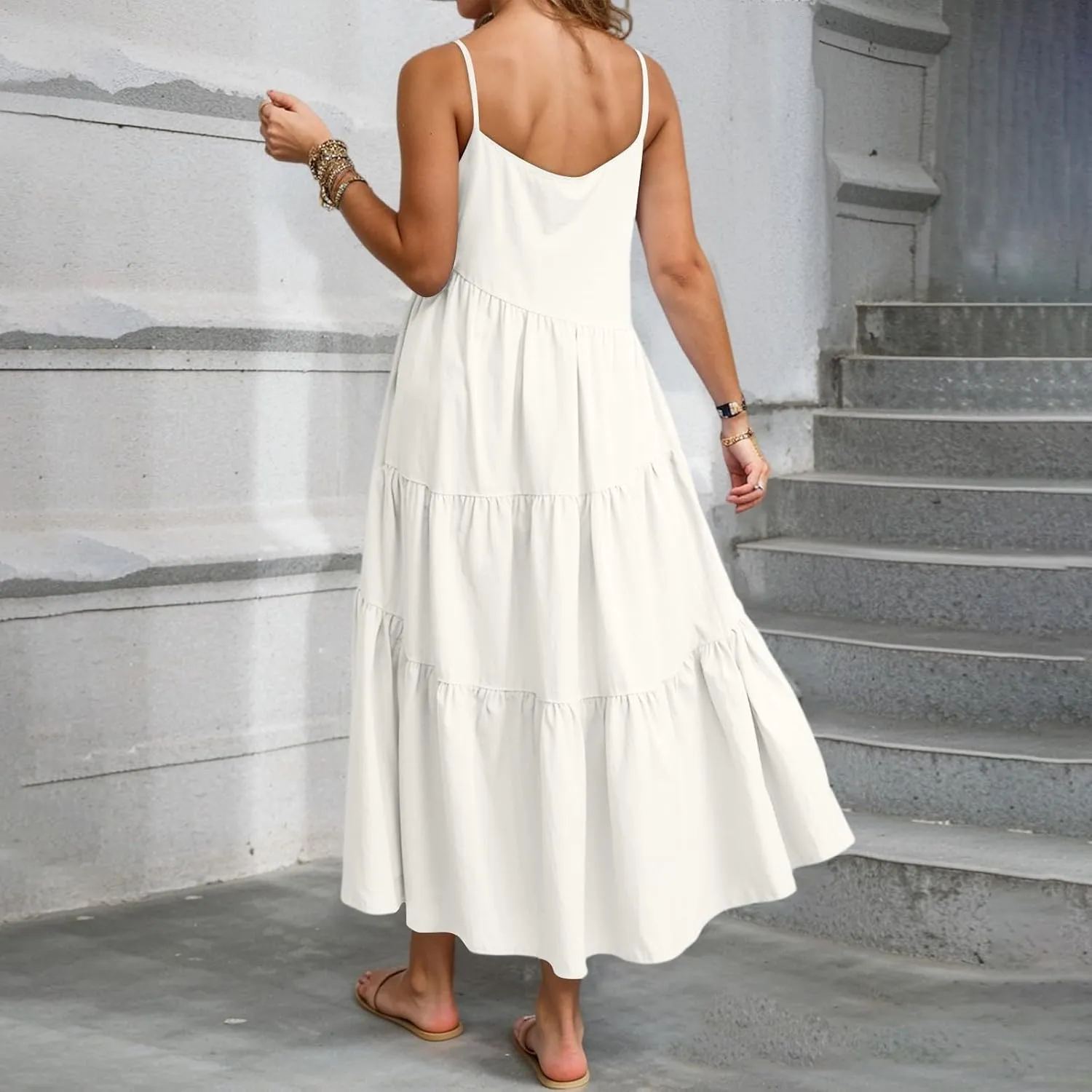 Women's Summer Sleeveless Maxi Dress Casual Loose Beach Long Sundress with Pockets Elegant Flowy A-Line Design Dress
