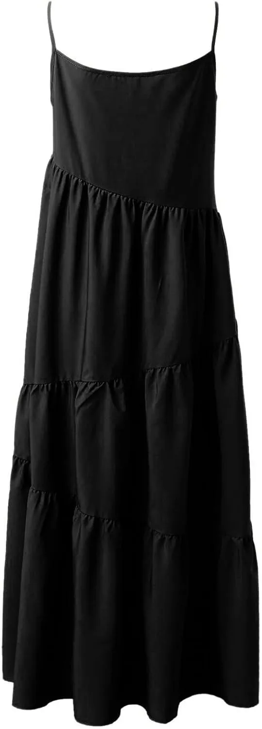 Women's Summer Sleeveless Maxi Dress Casual Loose Beach Long Sundress with Pockets Elegant Flowy A-Line Design Dress