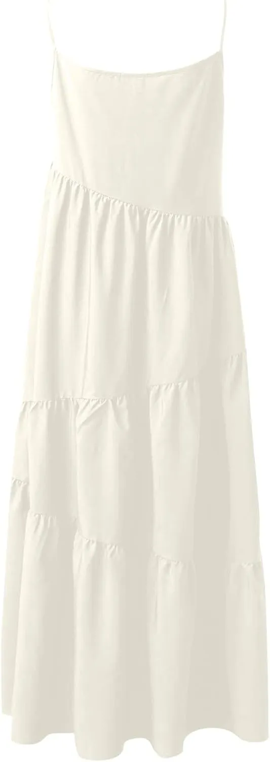 Women's Summer Sleeveless Maxi Dress Casual Loose Beach Long Sundress with Pockets Elegant Flowy A-Line Design Dress