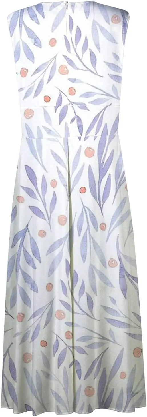 Womens Sundress Summer Floral Short Sleeve Wrap V Neck A-Line Midi Dress 2025 Elegant Flowy Beach Swing Dresses