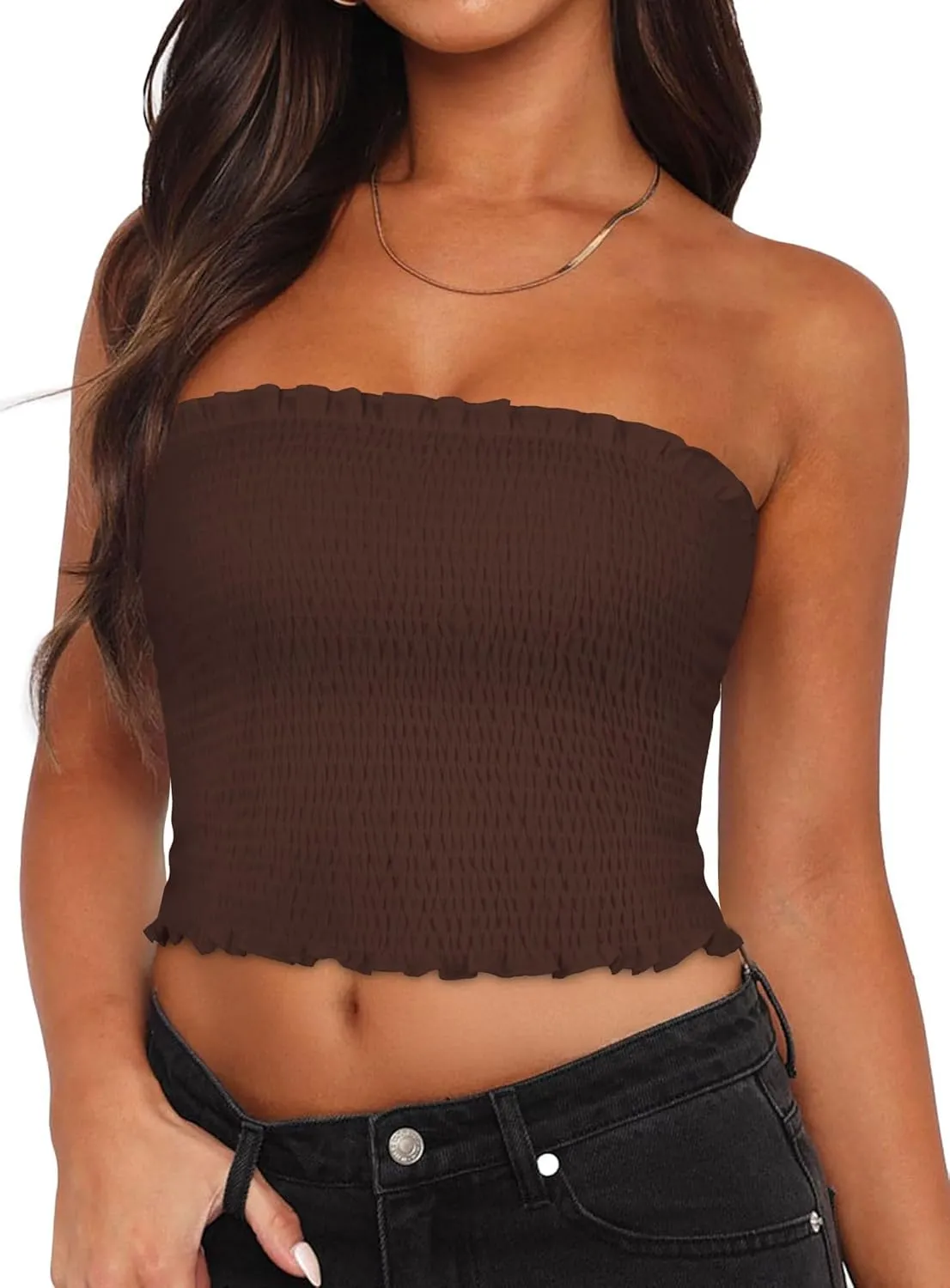 Womens Tube Top Summer Strapless Crop Tops Basic Tank Casual Sleeveless Shirt