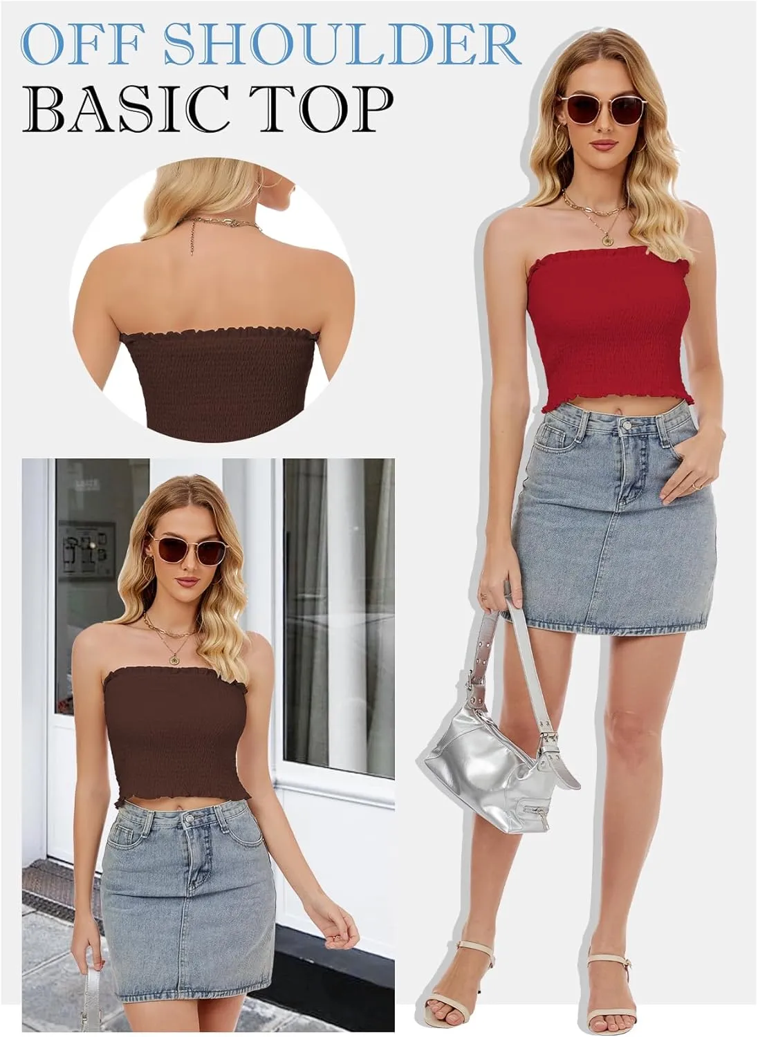 Womens Tube Top Summer Strapless Crop Tops Basic Tank Casual Sleeveless Shirt