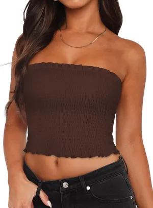 Womens Tube Top Summer Strapless Crop Tops Basic Tank Casual Sleeveless Shirt
