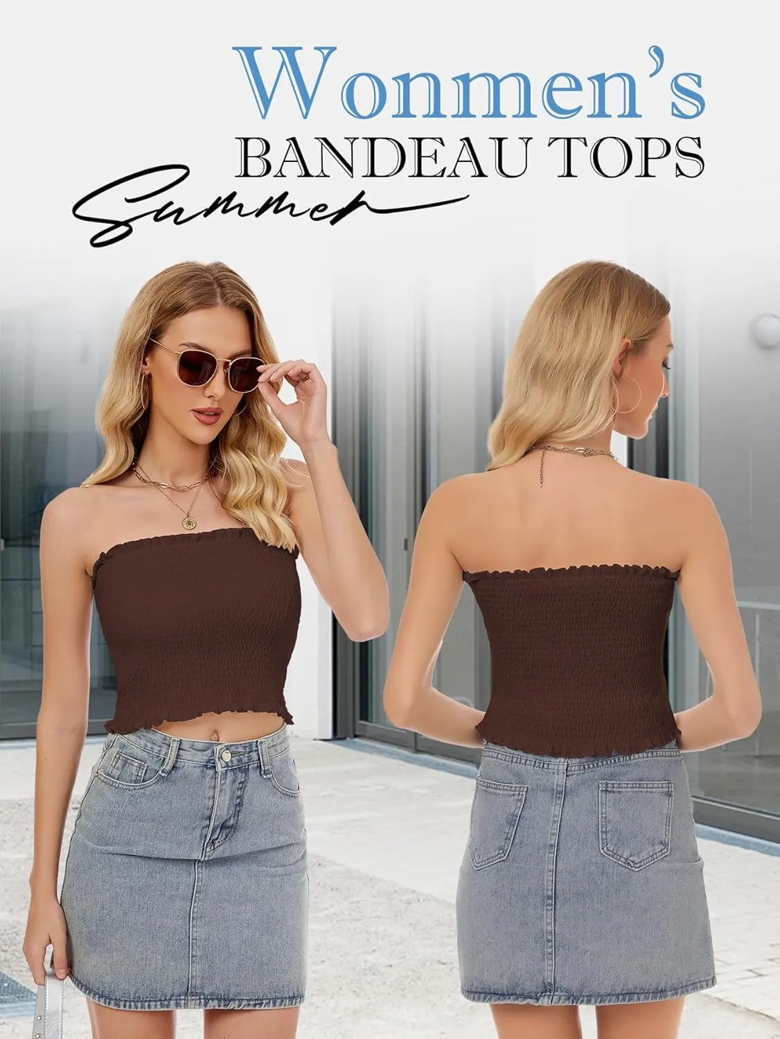 Womens Tube Top Summer Strapless Crop Tops Basic Tank Casual Sleeveless Shirt