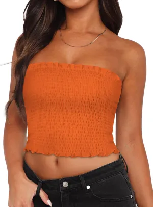 Womens Tube Top Summer Strapless Crop Tops Basic Tank Casual Sleeveless Shirt