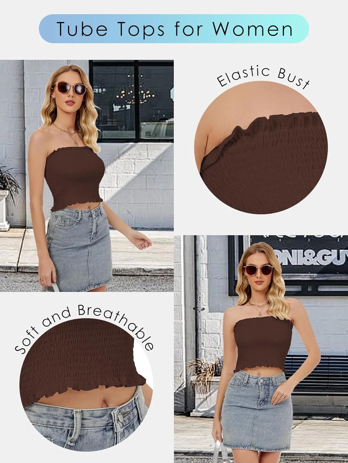 Womens Tube Top Summer Strapless Crop Tops Basic Tank Casual Sleeveless Shirt