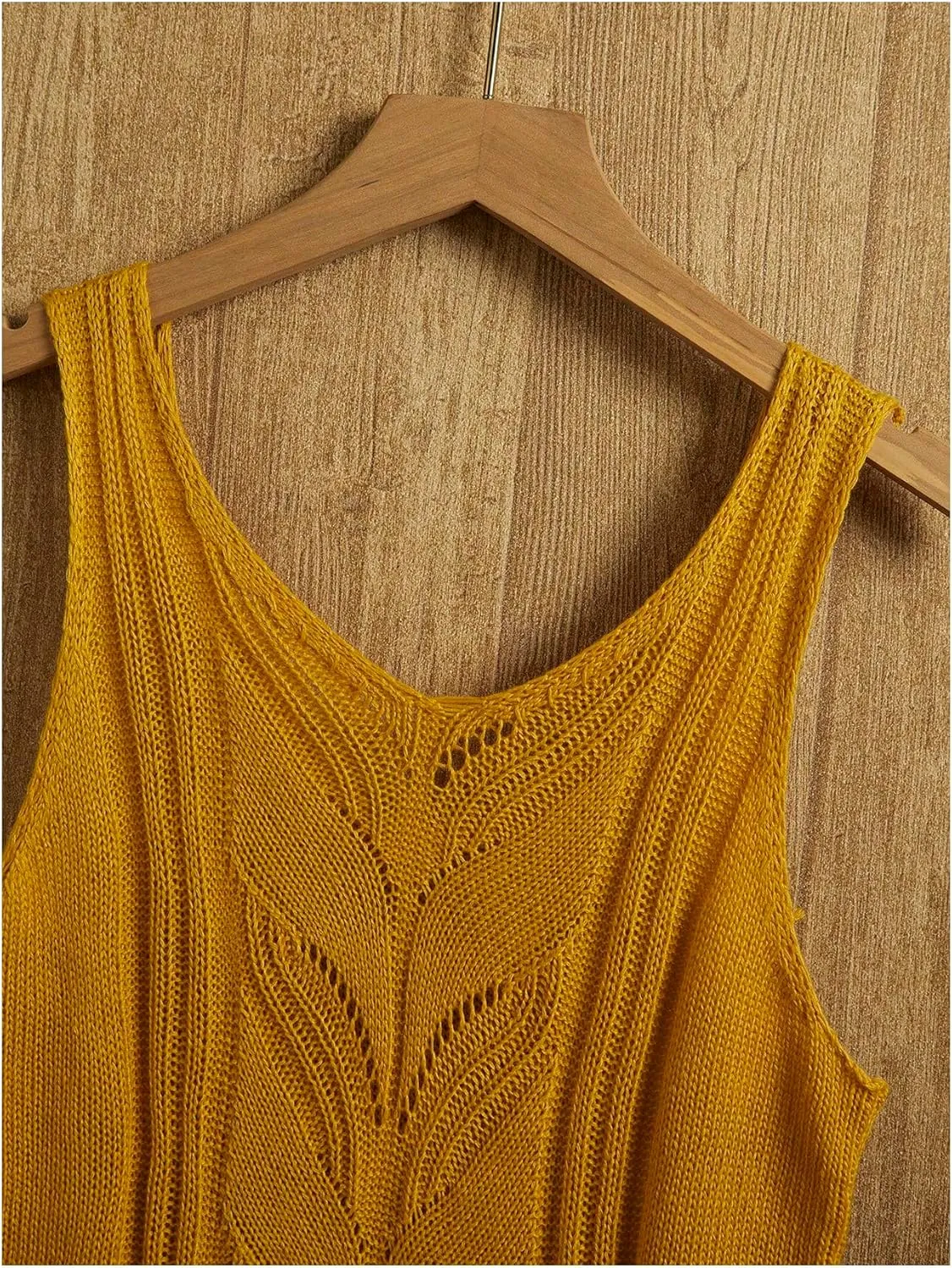 Women's V Neck Sleeveless Sweater Vests Crochet Summer Causal Knit Tank Top