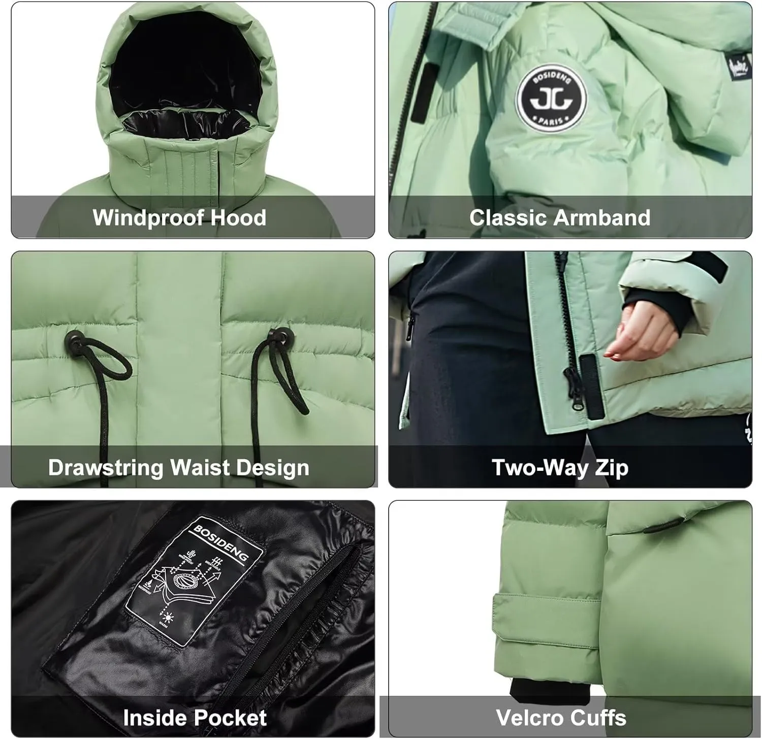 Women's Winter Down Jacket Removable Hood, Waisted Puffer Down Jacket Workwear Thickened Coat.
