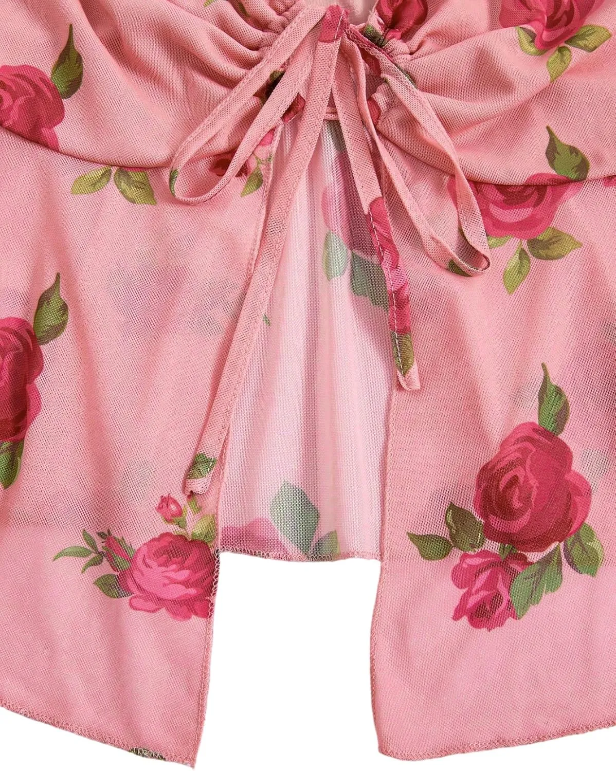 Women's Y2k Floral Camisole Top Bow Tie Knot Boho Cami Crop Tank