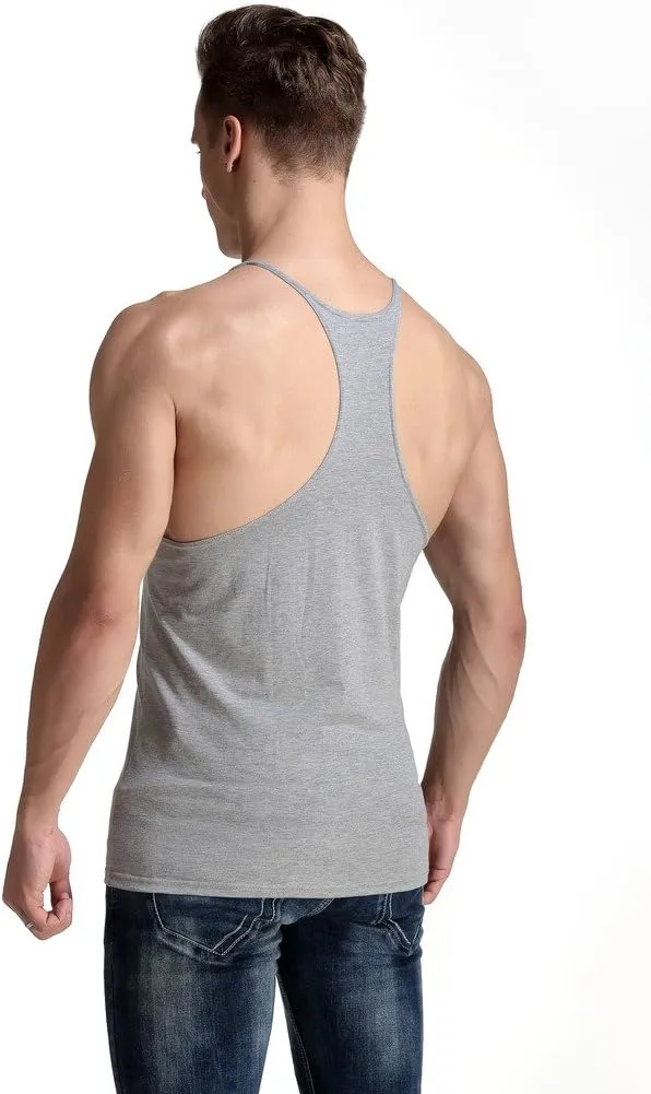 YAKER Men's Fitness Gym Tank Top Singlet Bodybuilding Stringers Sleeveless Muscle Shirt