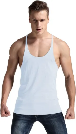 YAKER Men's Fitness Gym Tank Top Singlet Bodybuilding Stringers Sleeveless Muscle Shirt