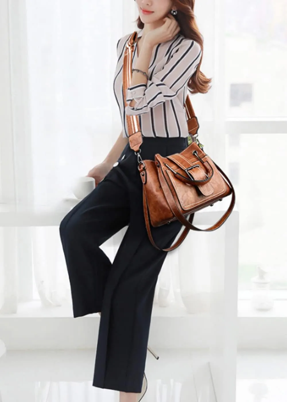 YAQUNICER Women Hobo Top-handle Bags Retro Bucket bag Unique Shoulder Crossbody