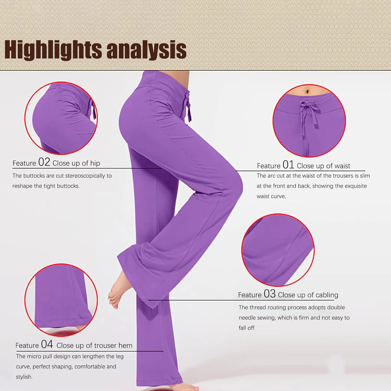 yardsong Womens Workout Pants High Waist Wide Leg Yoga Pants Flare Bootcut Soft Gym Leggings Comfy Lounge Trousers