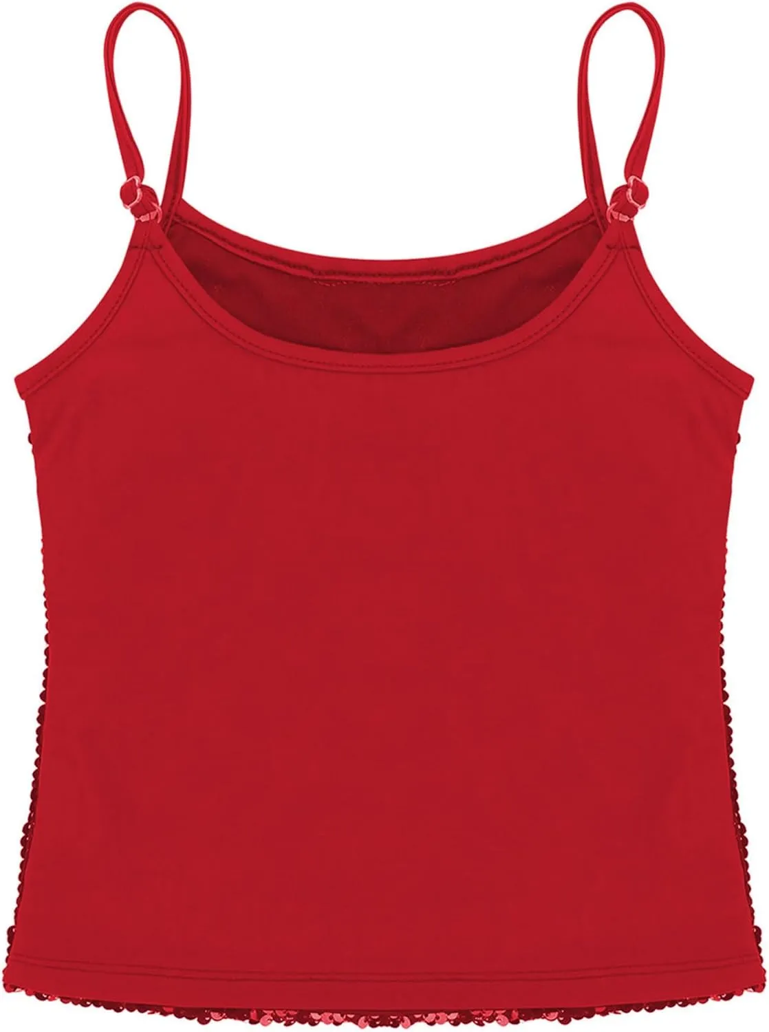 YiZYiF Youth Kids Girls Dance Fashion Spaghetti Straps Tank Tee Metallic Shiny Party Camisole Vest Tops