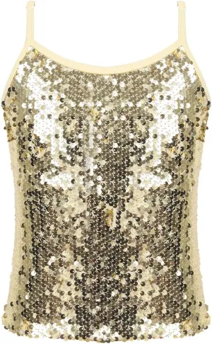 YiZYiF Youth Kids Girls Dance Fashion Spaghetti Straps Tank Tee Metallic Shiny Party Camisole Vest Tops
