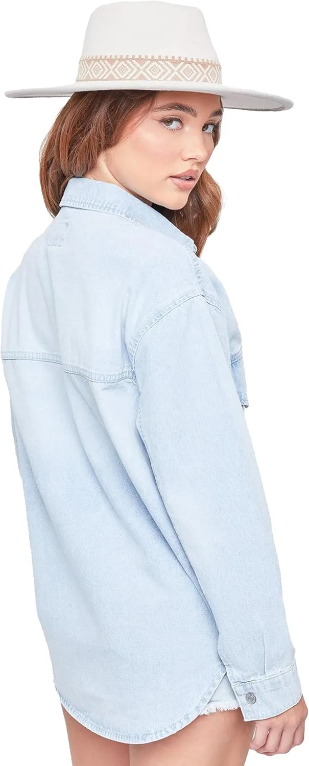 YMI Women's Junior Oversized Denim Shacket
