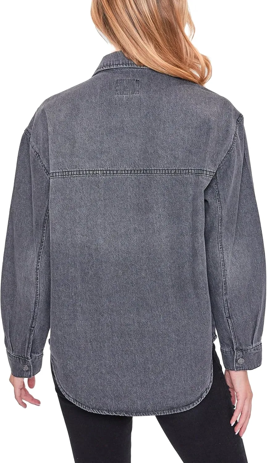 YMI Women's Junior Oversized Denim Shacket