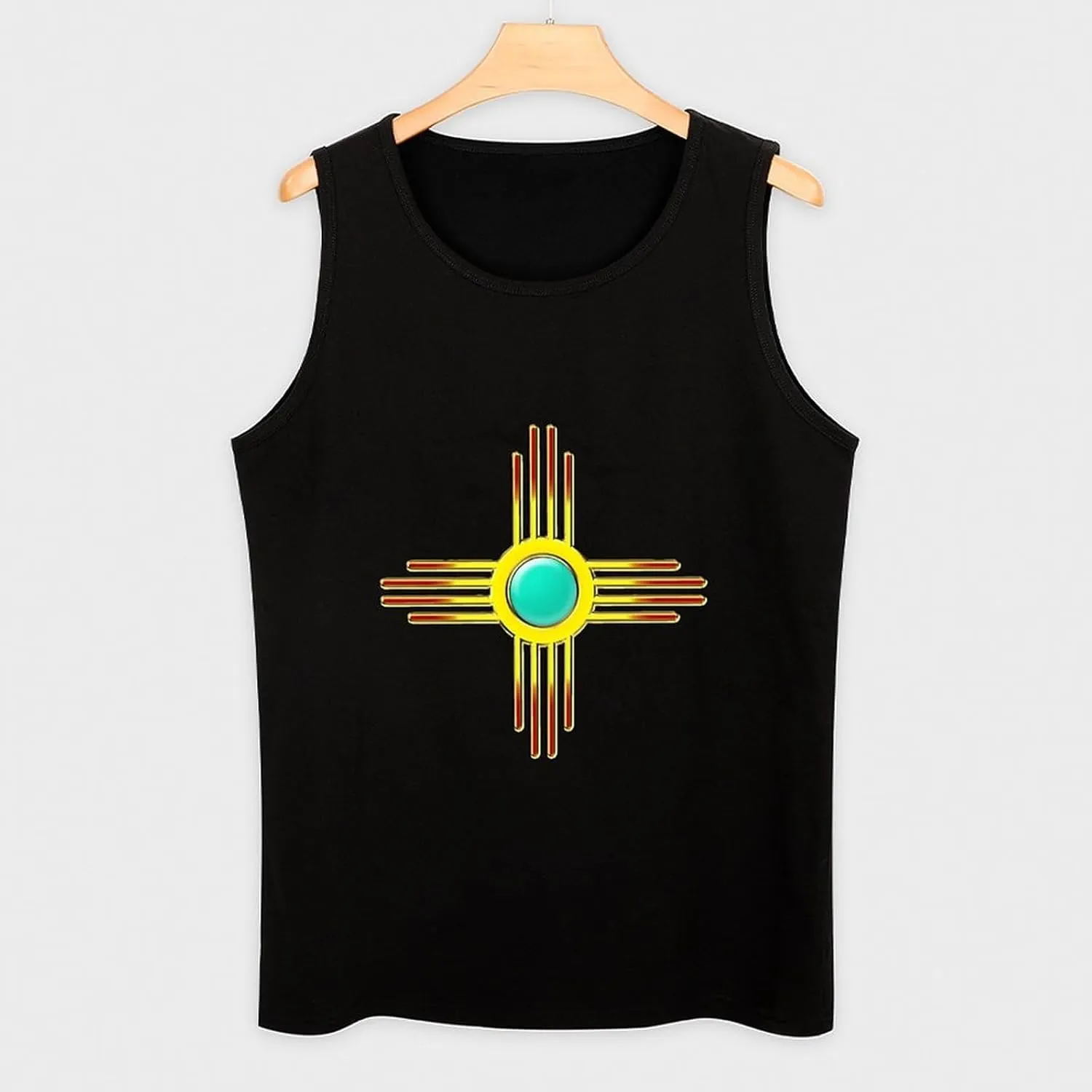 Zia Sun Pueblo New Mexico Men's Sleeveless Muscle Shirts Workout Tank Top Graphics Tee T Shirt