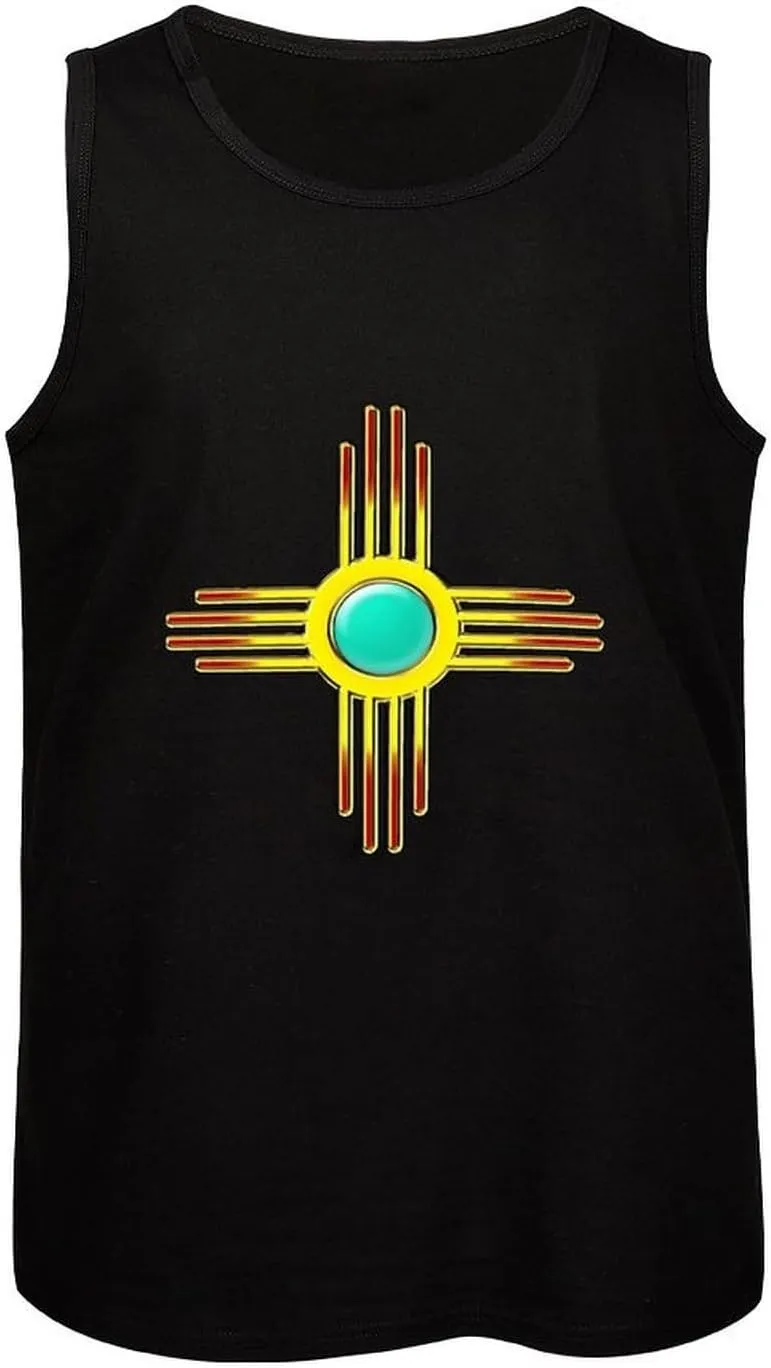 Zia Sun Pueblo New Mexico Men's Sleeveless Muscle Shirts Workout Tank Top Graphics Tee T Shirt