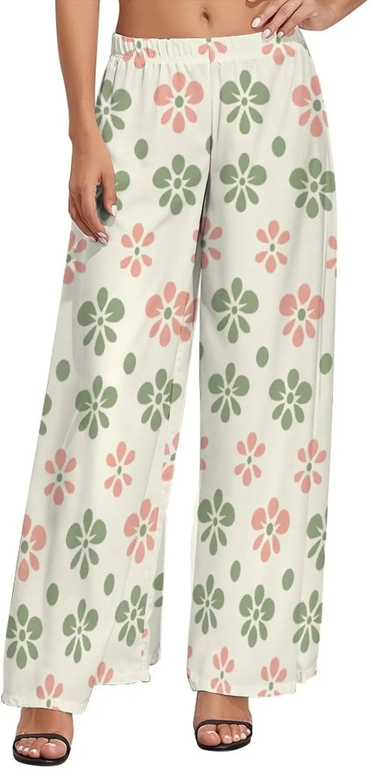 ZOCAVIA Women's Boho Wide Leg Pants 2025 Summer High Waist Floral Palazzo Pants Flowy Lounge Pants Beach Trousers Pockets